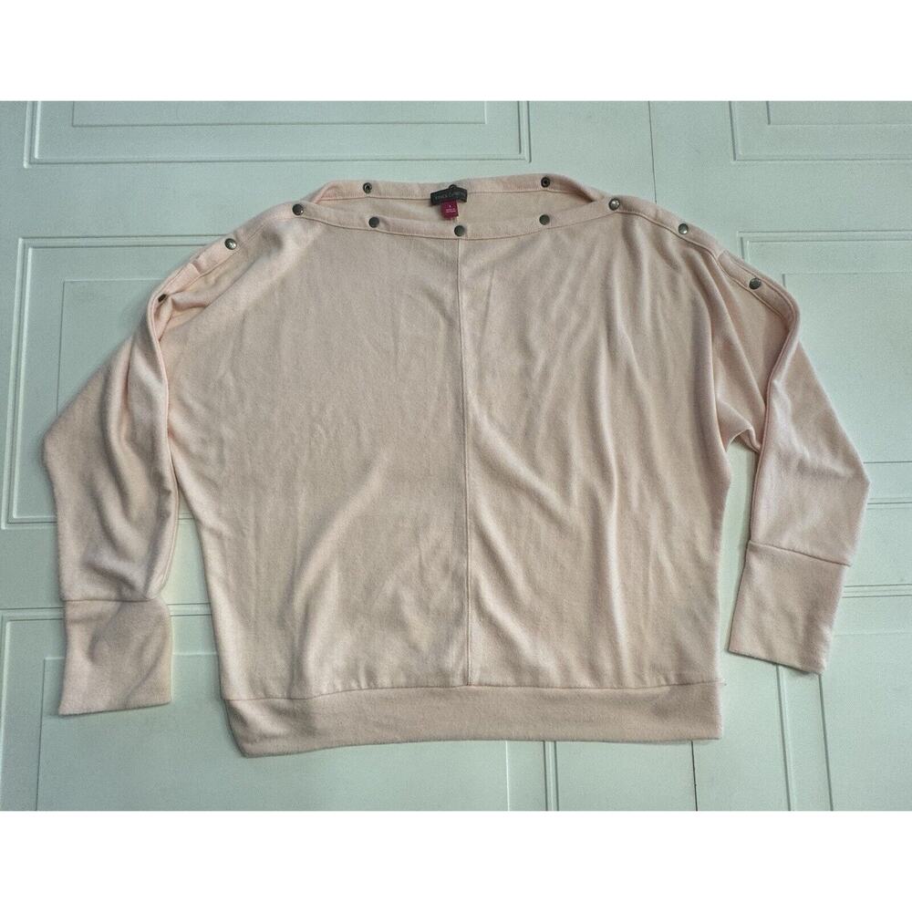 Vince Camuto Womens Snap Trim Dolman Long Sleeve Pullover Sweater Pink Size S
